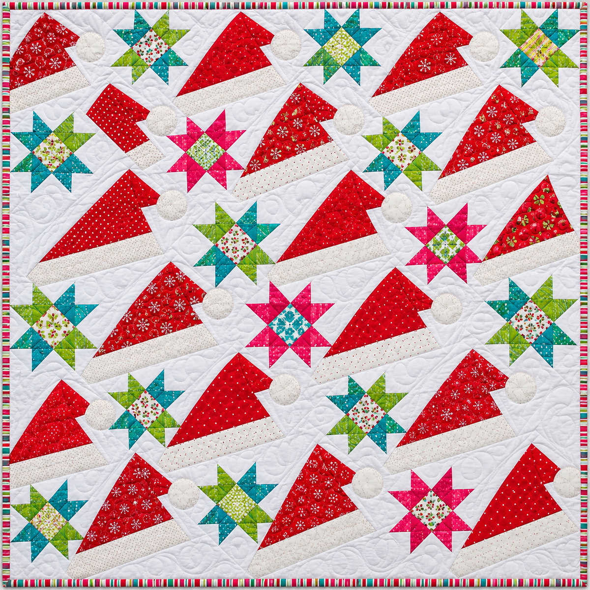 Santa Kite Stars Quilt Blanket