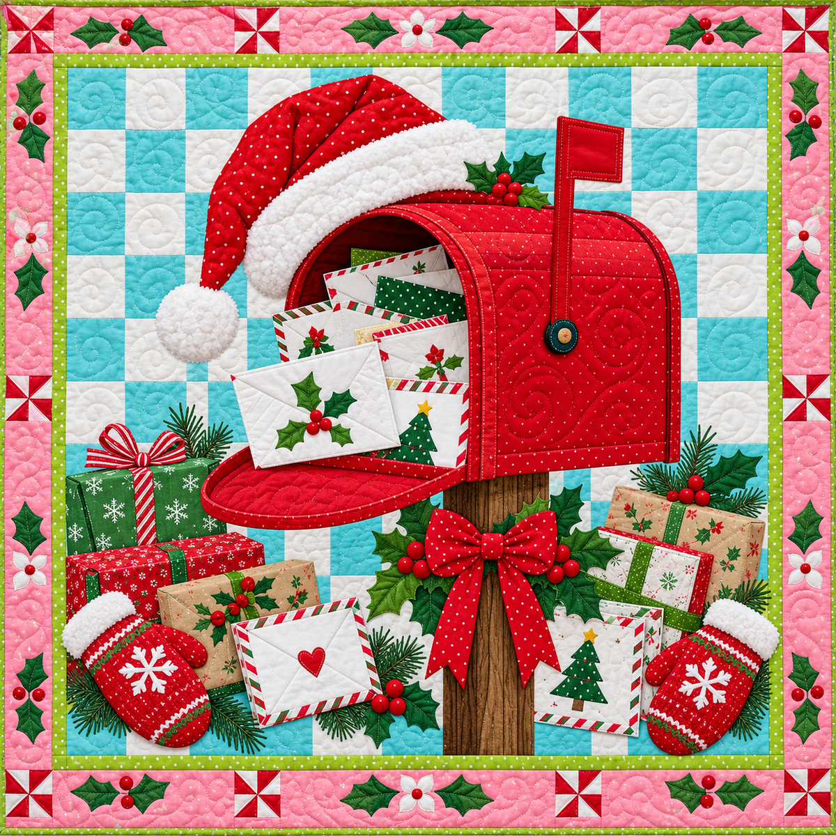 Santa's Christmas Mail Quilt Blanket