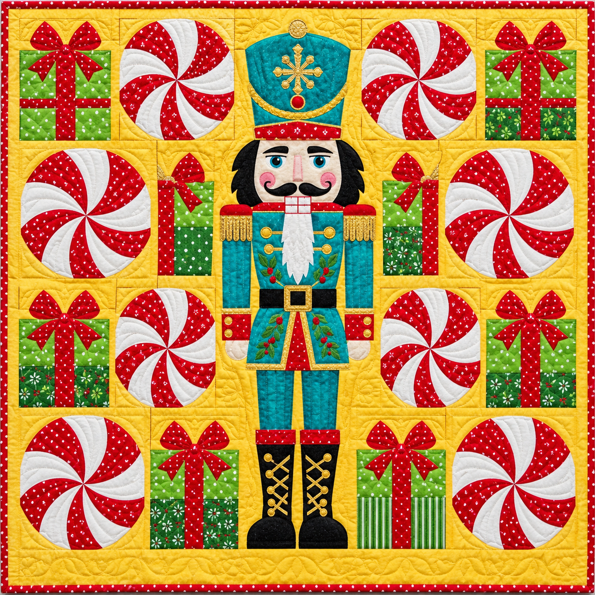 Nutcracker Peppermint Pinwheels Quilt Blanket