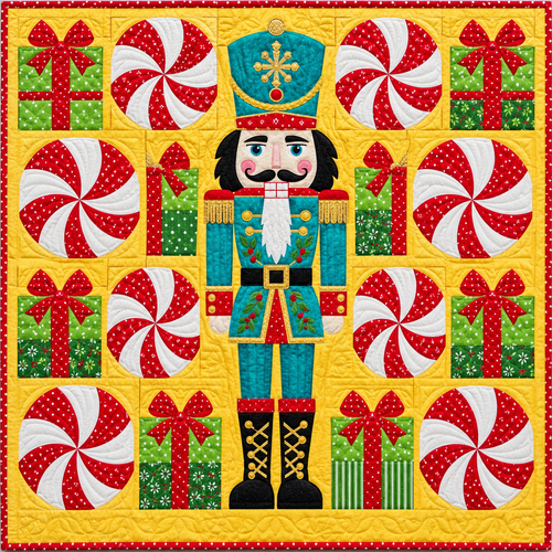 Nutcracker Peppermint Pinwheels Quilt Blanket