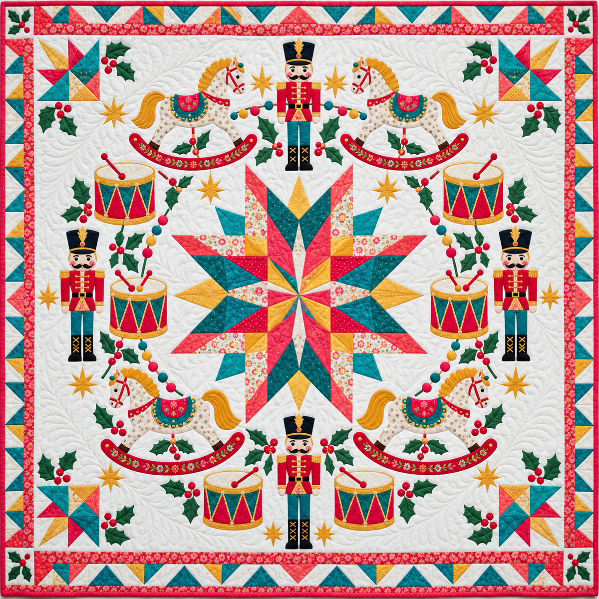 Nutcracker Toy Carousel Quilt Blanket