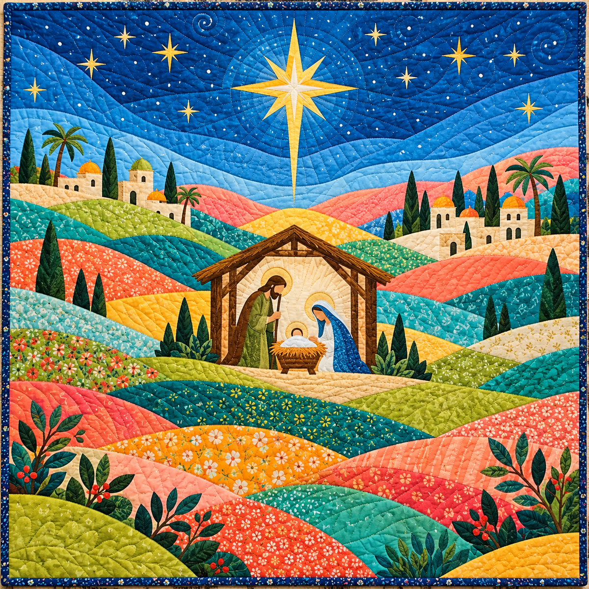 Nativity Rainbow Hills Quilt Blanket