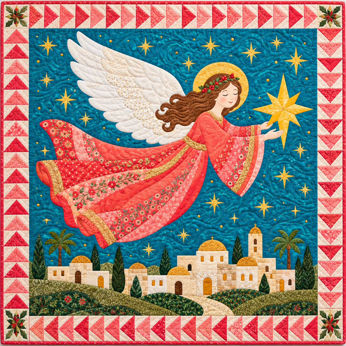 Angel of Christmas Joy Quilt Blanket