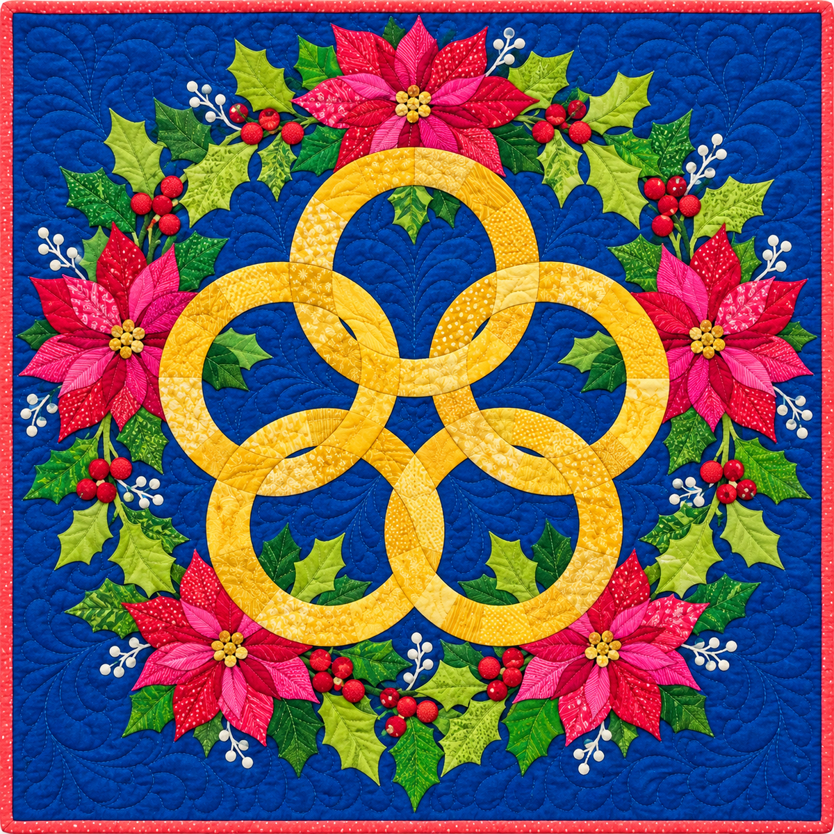 Five Golden Rings Quilt Blanket