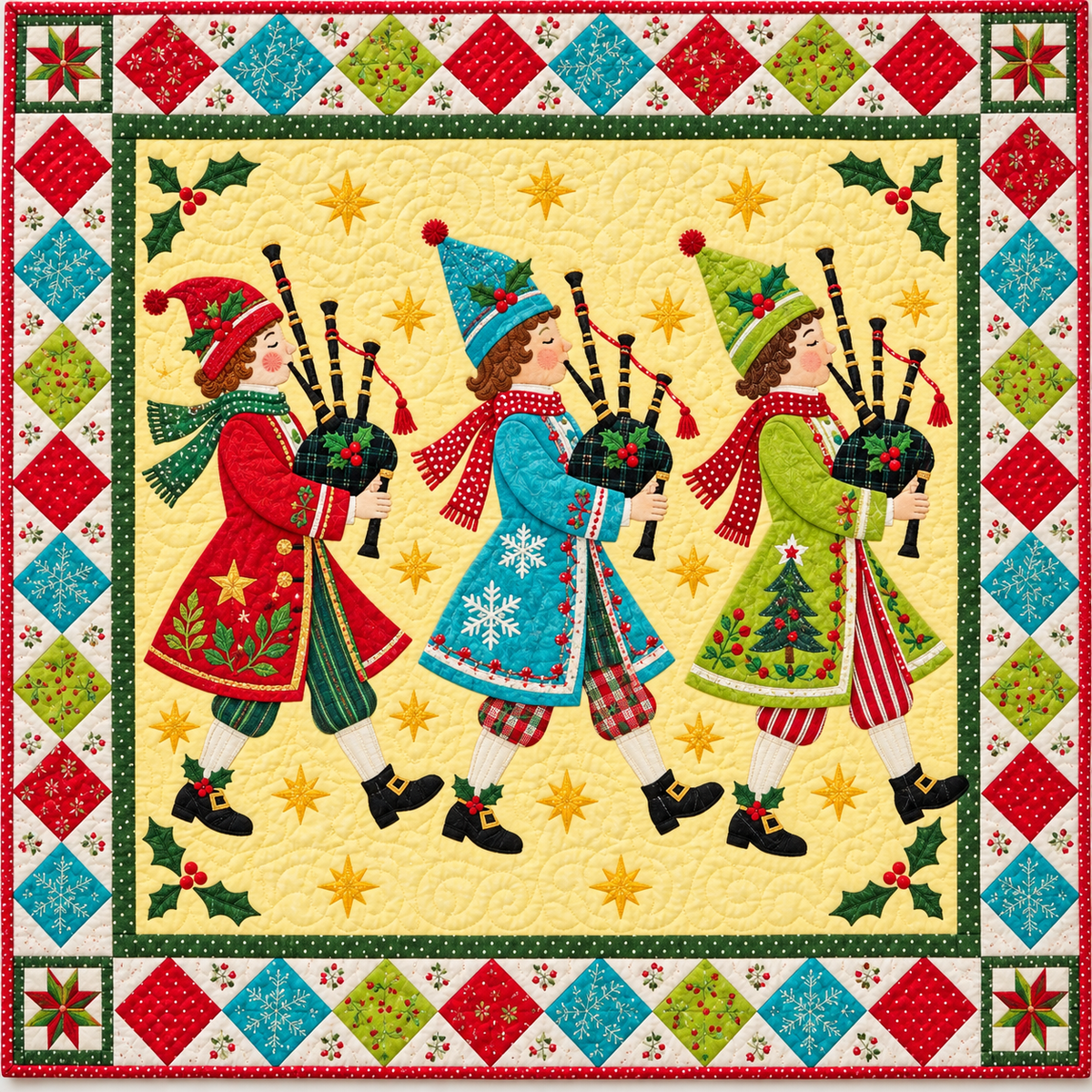 Pipers Christmas Parade Quilt Blanket
