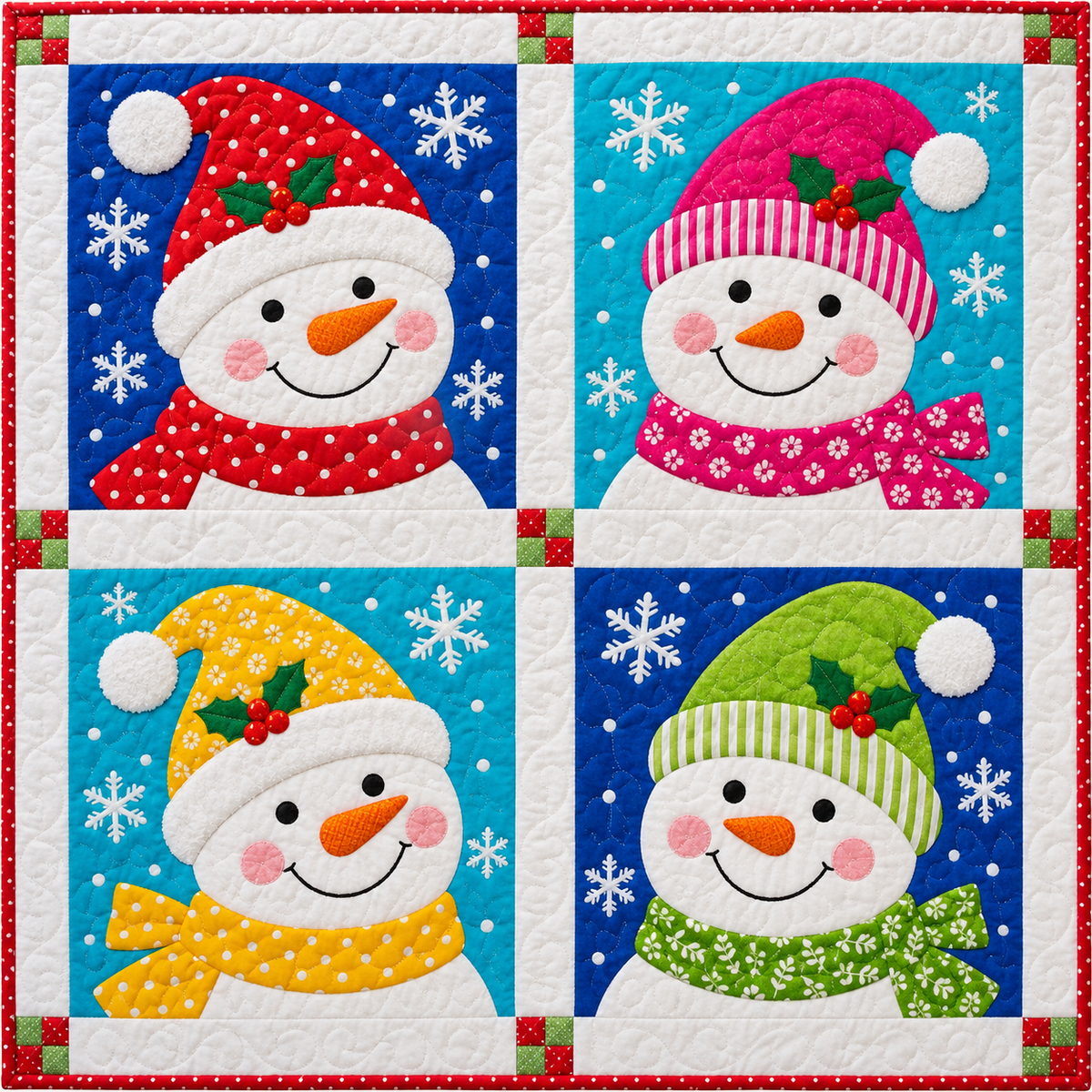 Snowman Snowflake Pop Quilt Blanket