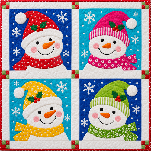 Snowman Snowflake Pop Quilt Blanket