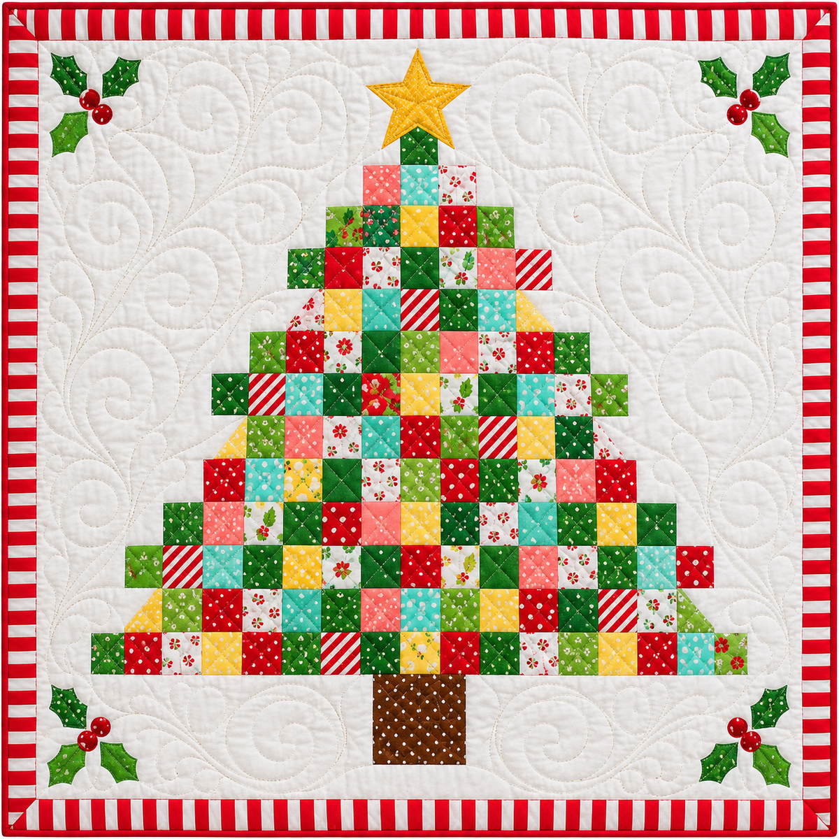 Christmas Tree Candy Squares Quilt Blanket