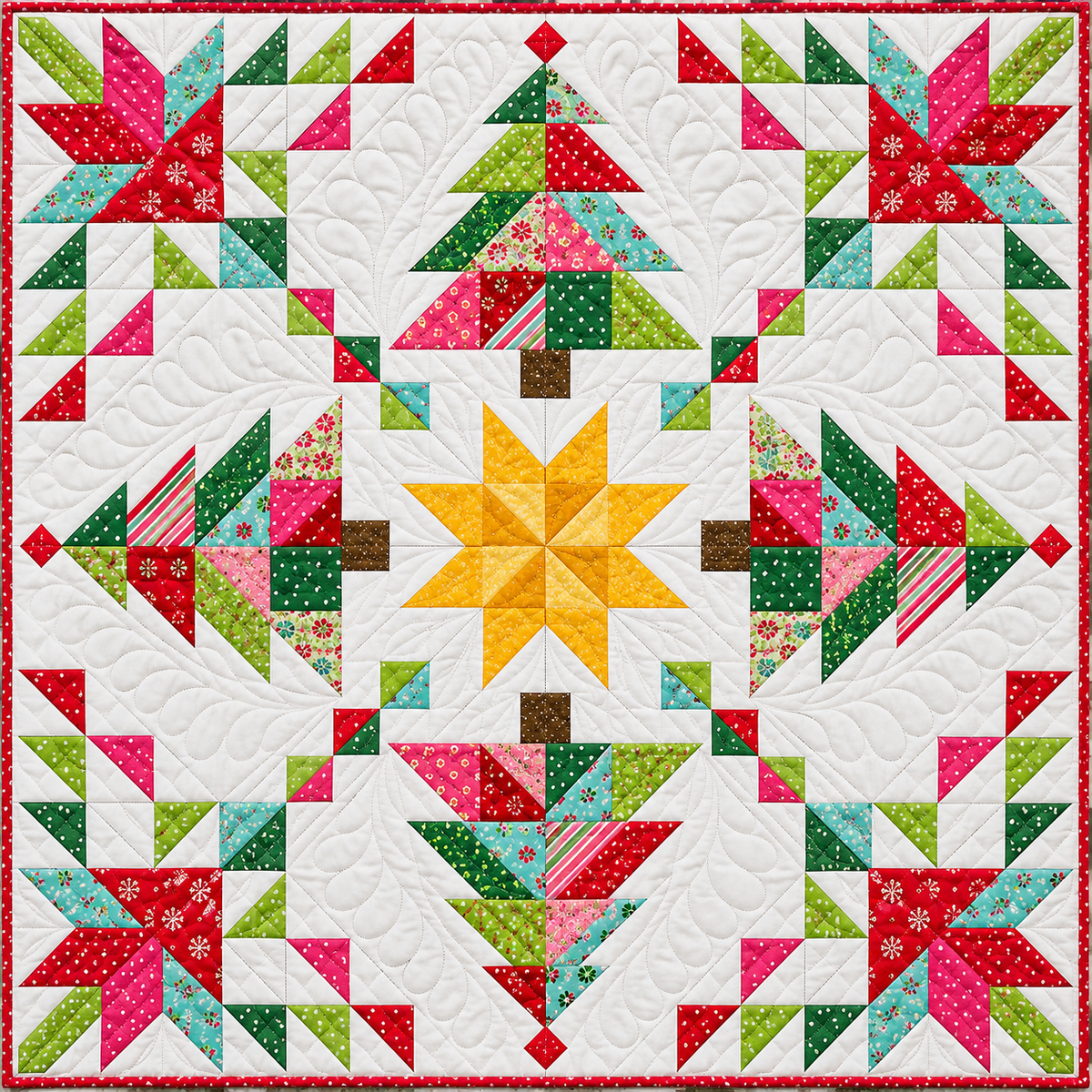 Christmas Tree Starburst Quilt Blanket