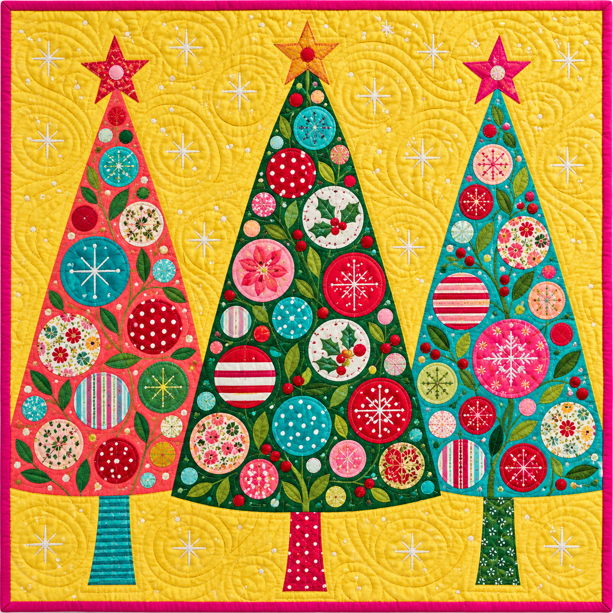 Christmas Tree Bauble Garden Quilt Blanket