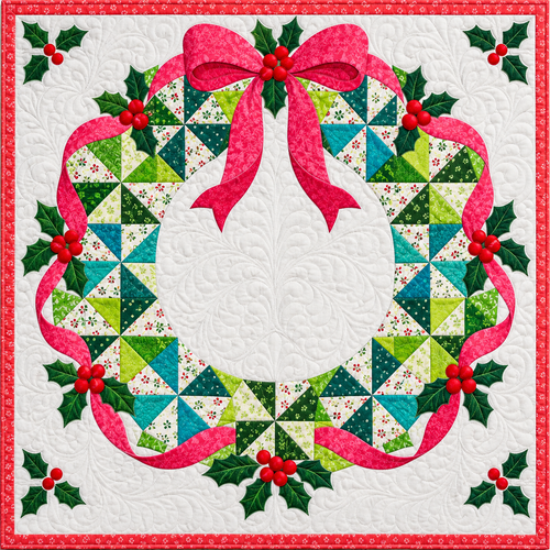 Christmas Wreath Pinwheel Quilt Blanket