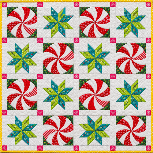 Peppermint Star Carnival Quilt Blanket