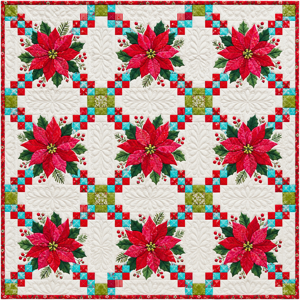 Holiday Floral Chains Quilt Blanket