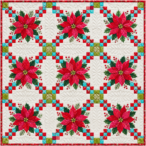 Holiday Floral Chains Quilt Blanket