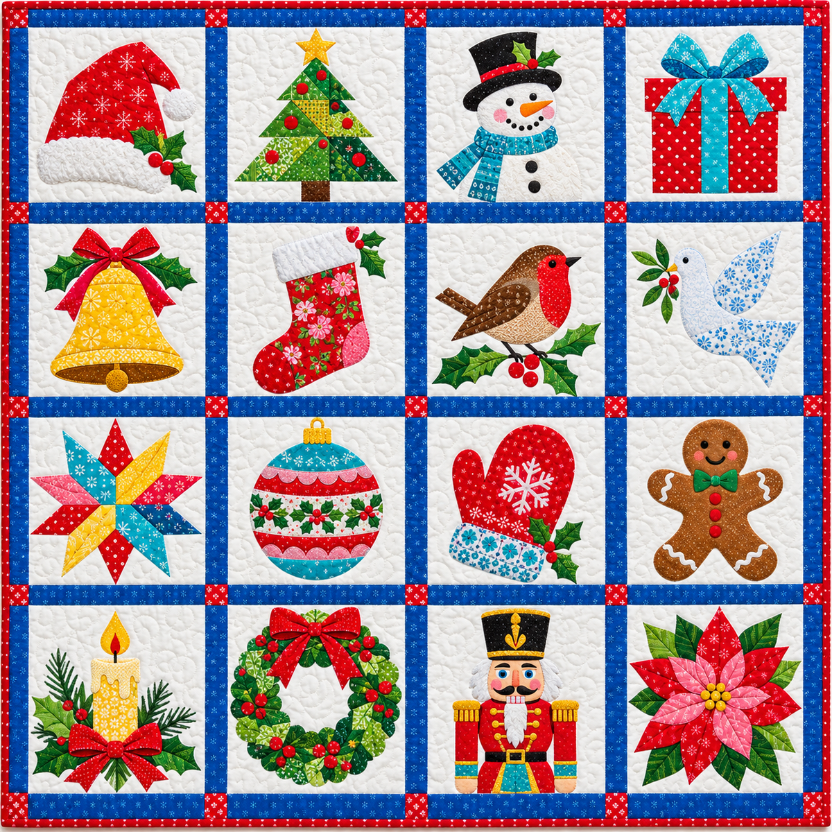 Christmas Joy Color Sampler Quilt Blanket