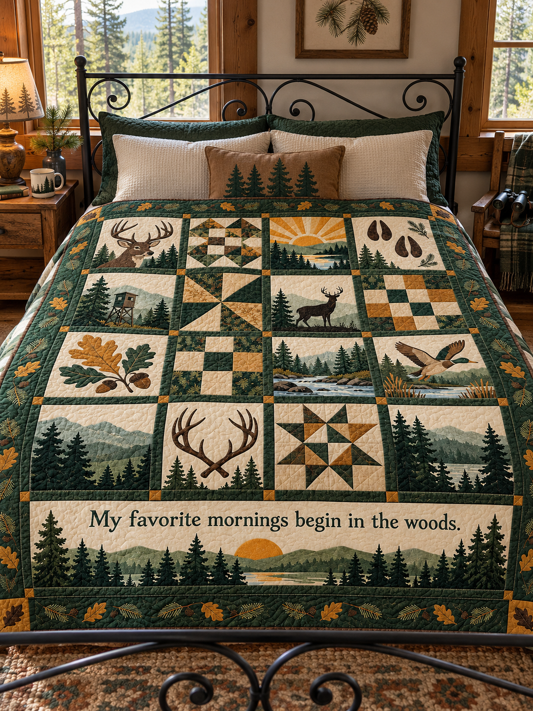 Woodland Daybreak TD281026001 Quilt Blanket — bed