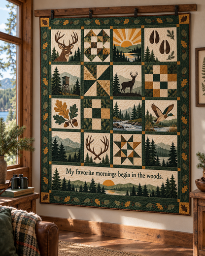 Woodland Daybreak TD281026001 Quilt Blanket — hanging