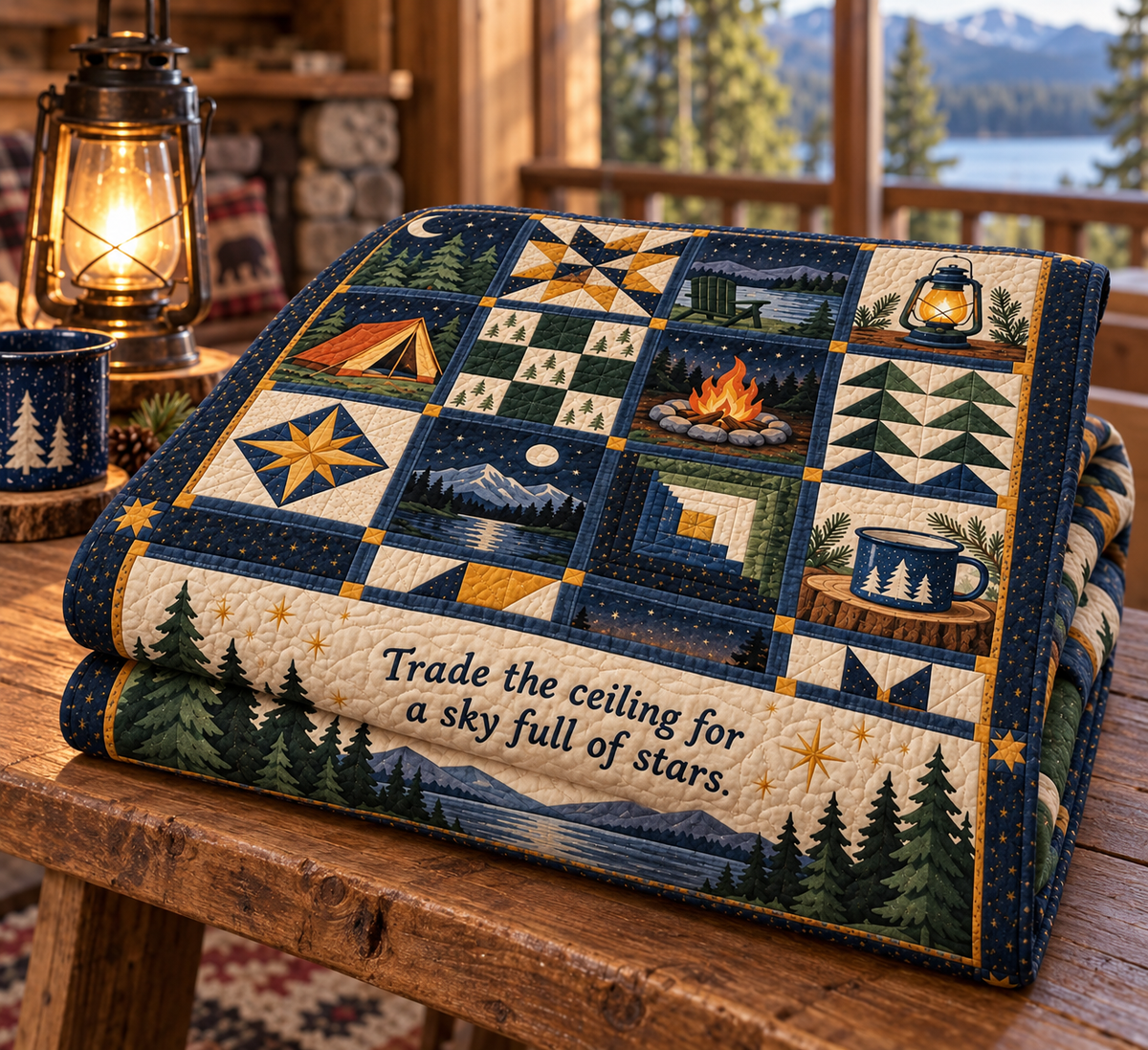 Emberlight Camp TD281026002 Quilt Blanket — folded