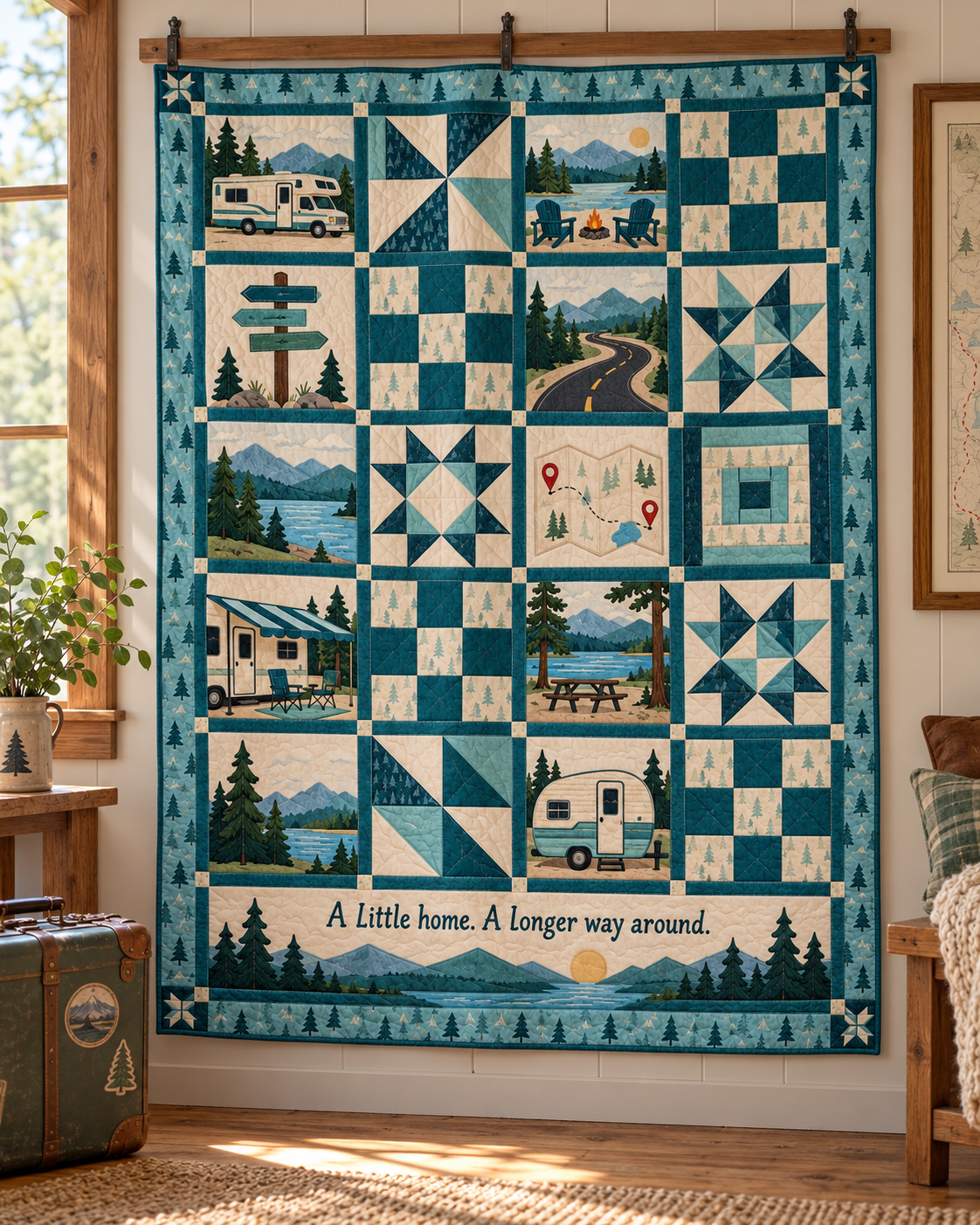 Wandering Horizons TD281026003 Quilt Blanket — hanging