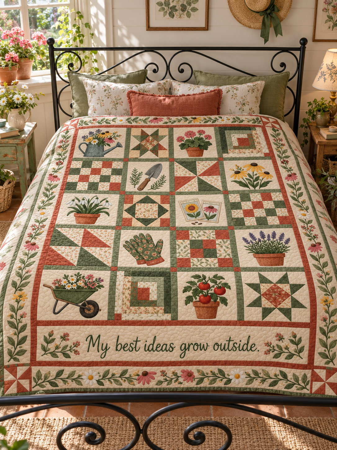 Petals & Patience TD281026007 Quilt Blanket — bed