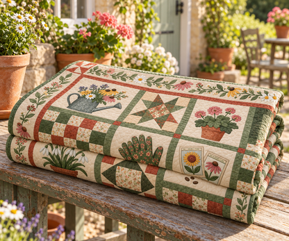 Petals & Patience TD281026007 Quilt Blanket — folded