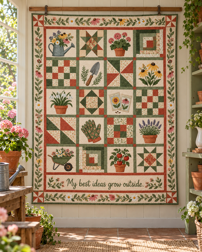 Petals & Patience TD281026007 Quilt Blanket — hanging