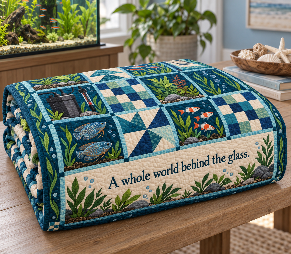 Underwater Reverie TD281026011 Quilt Blanket — folded