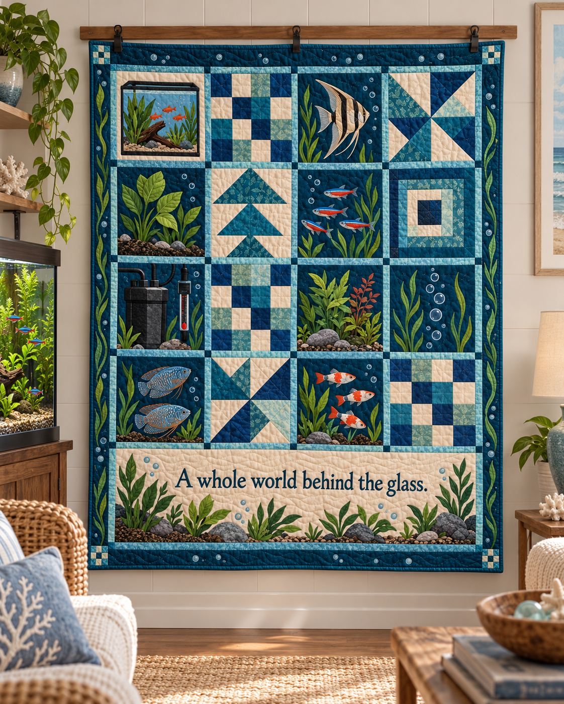 Underwater Reverie TD281026011 Quilt Blanket — hanging