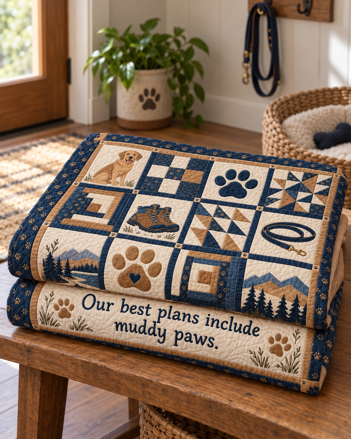 Faithful Footsteps TD281026012 Quilt Blanket — folded