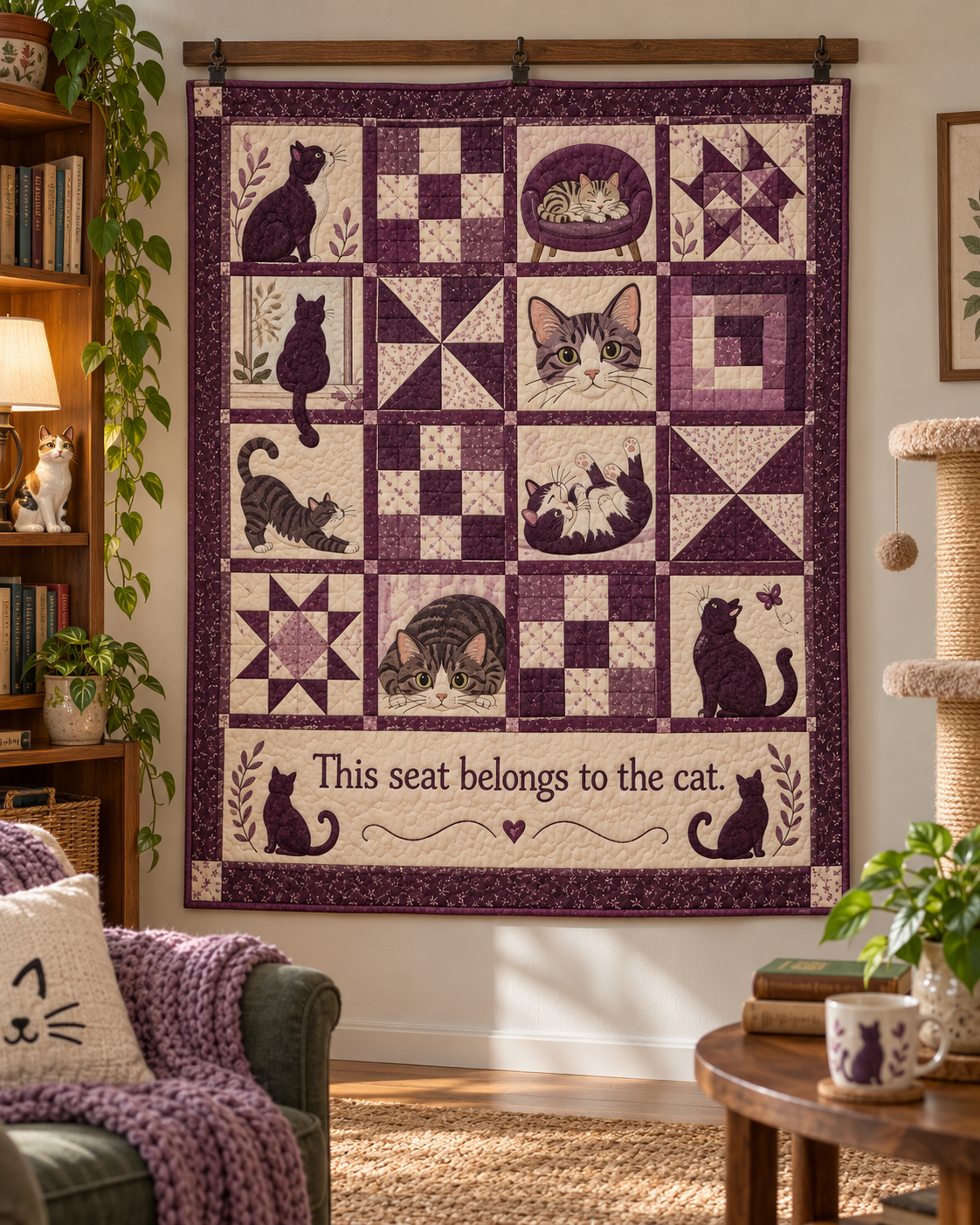 Purrfect Twilight TD281026013 Quilt Blanket — hanging