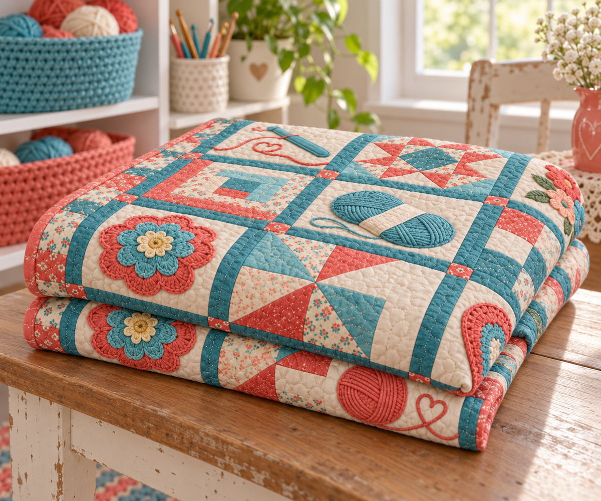 Hooked on Color TD281026015 Quilt Blanket — folded