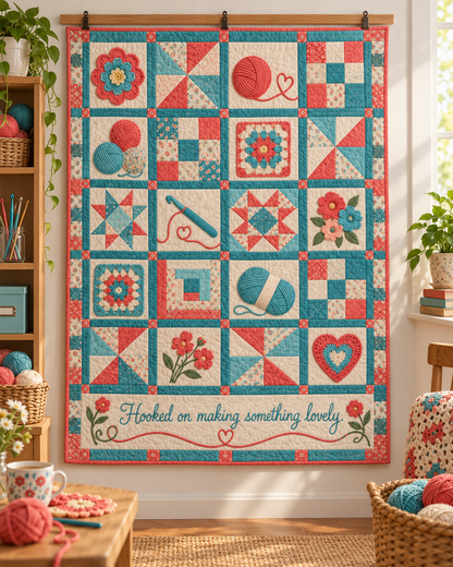 Hooked on Color TD281026015 Quilt Blanket — hanging