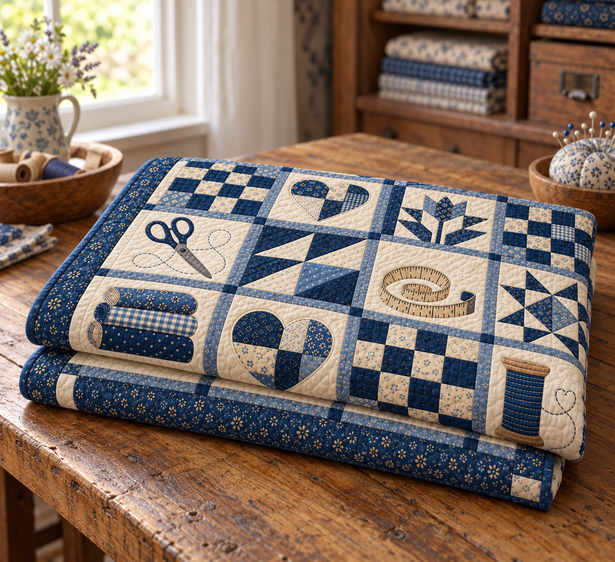 Heritage in Pieces TD281026017 Quilt Blanket — folded