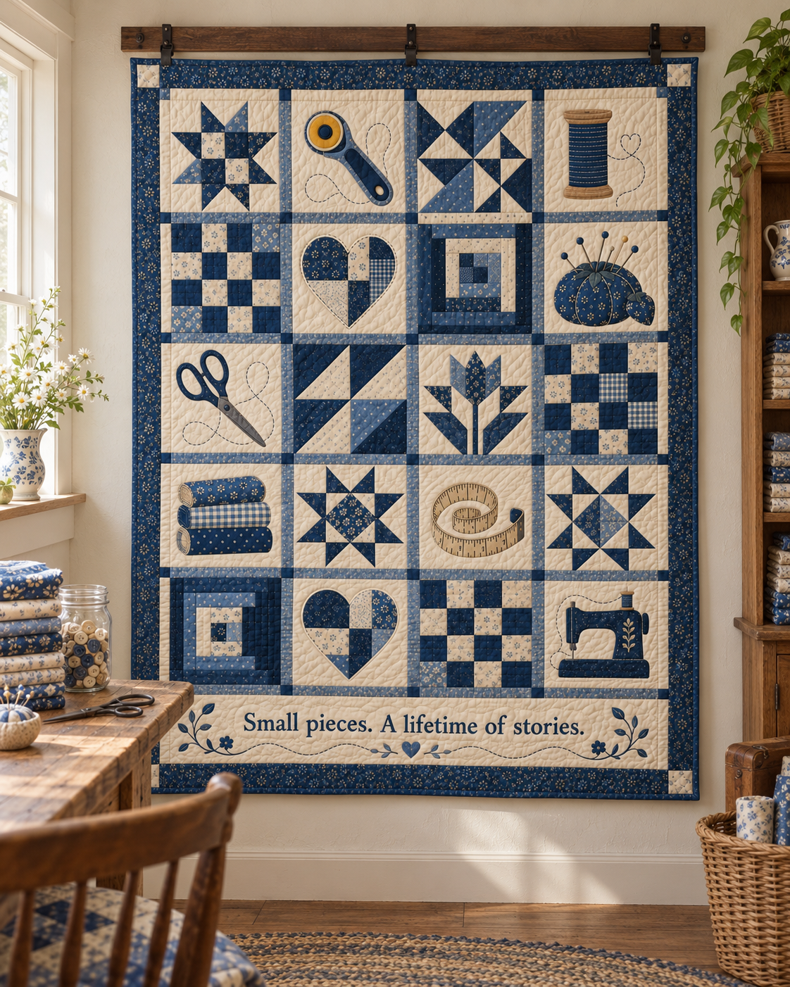 Heritage in Pieces TD281026017 Quilt Blanket — hanging