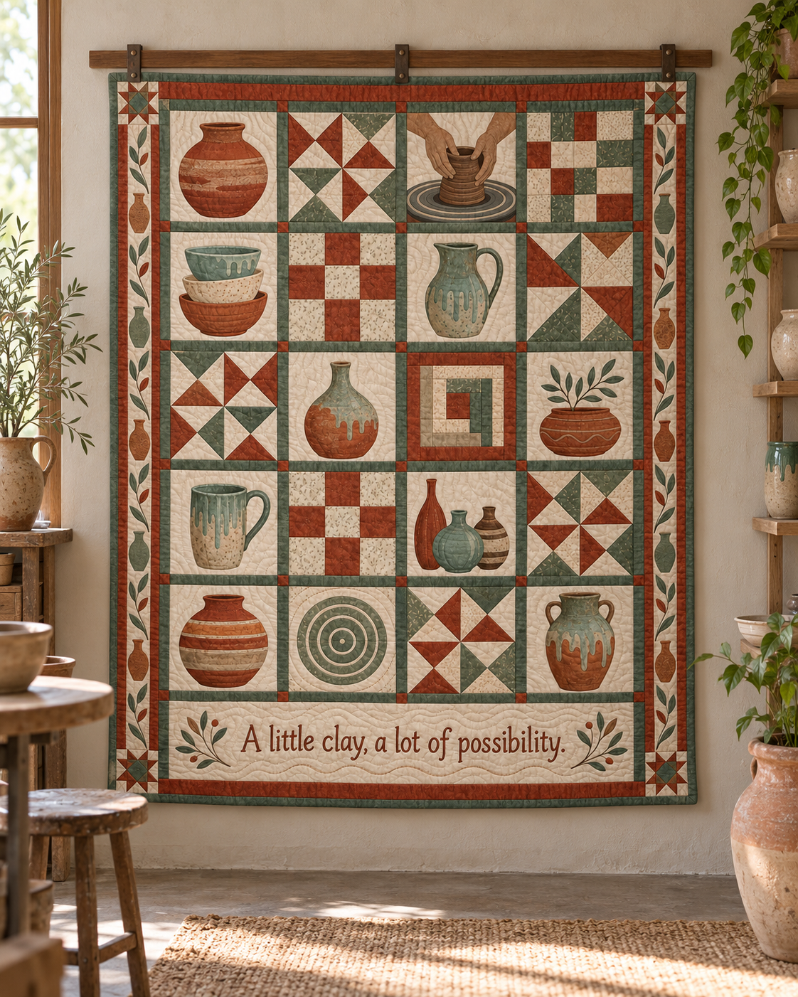 Earth & Glaze TD281026020 Quilt Blanket — hanging