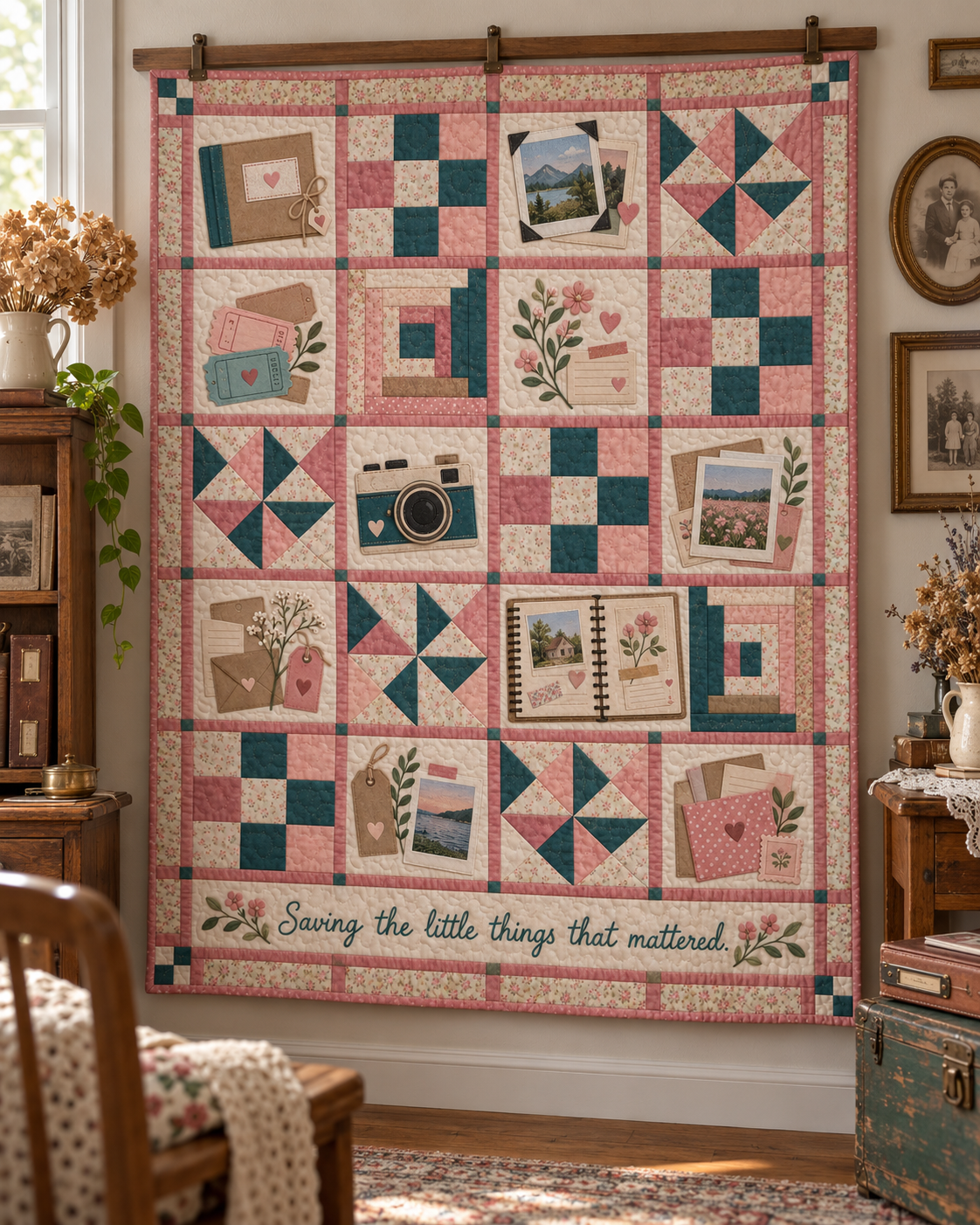 Little Things Remembered TD281026021 Quilt Blanket — hanging