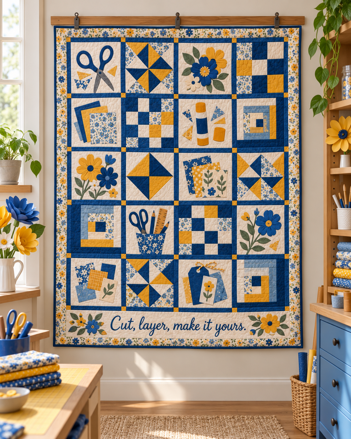 Paper Petal Parade TD281026022 Quilt Blanket — hanging