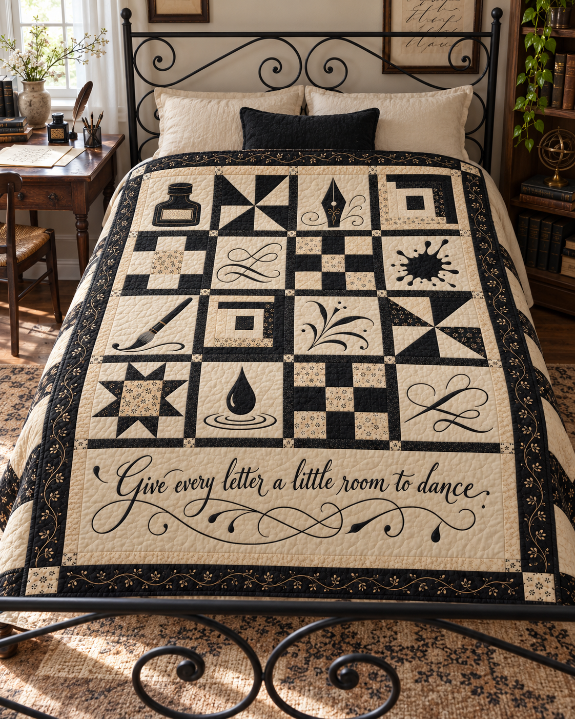 Ink in Motion TD281026023 Quilt Blanket — bed