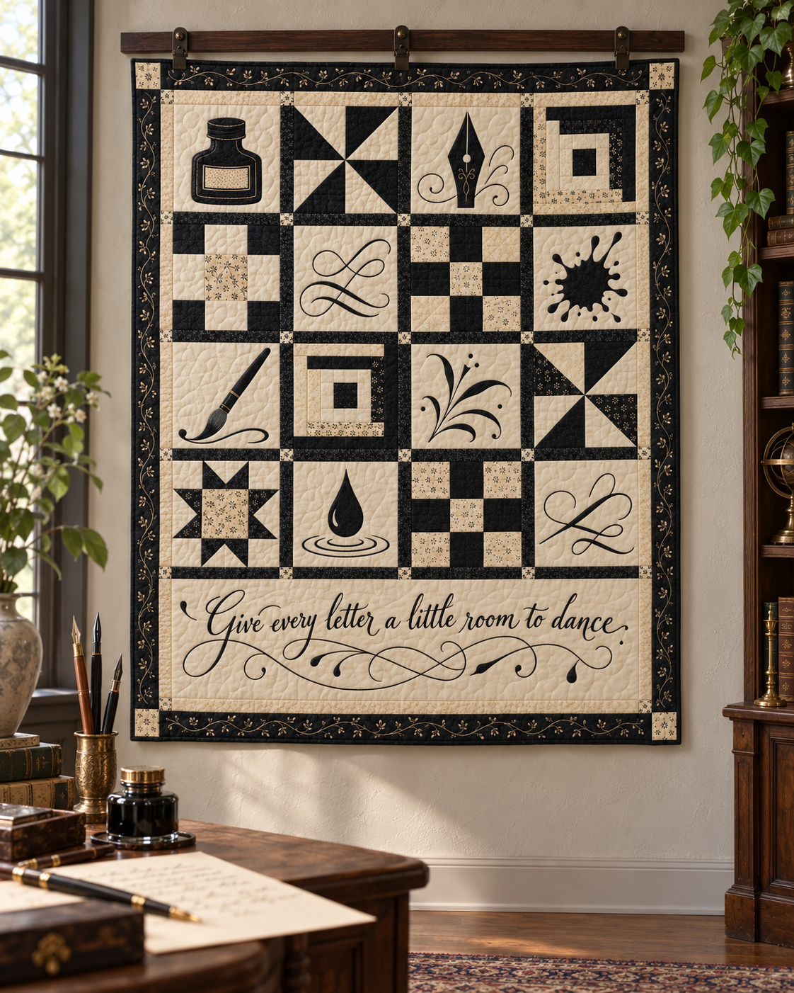 Ink in Motion TD281026023 Quilt Blanket — hanging