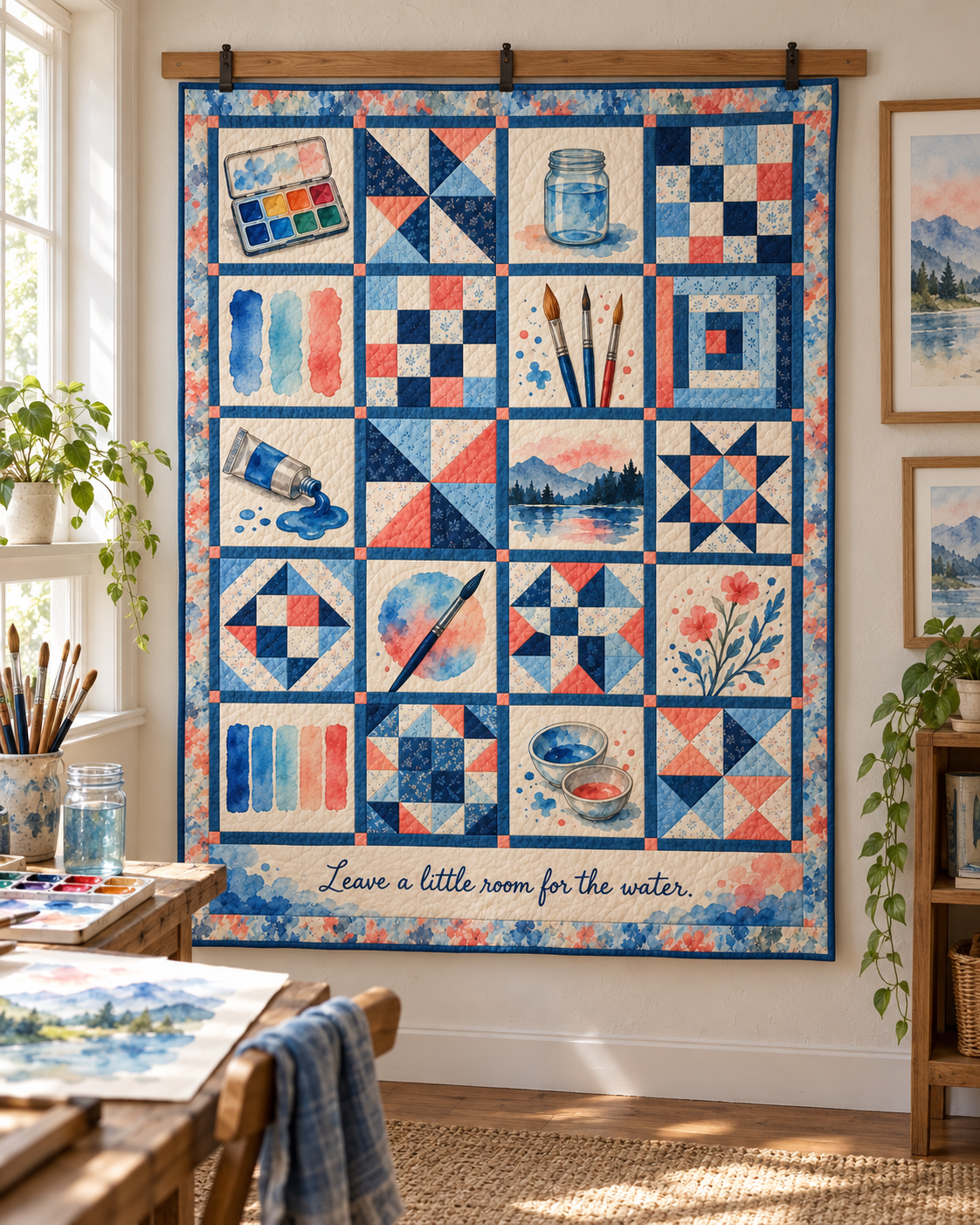 Where Water Wanders TD281026024 Quilt Blanket — hanging