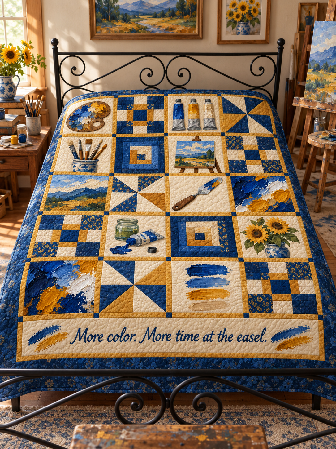 At the Easel TD281026025 Quilt Blanket — bed