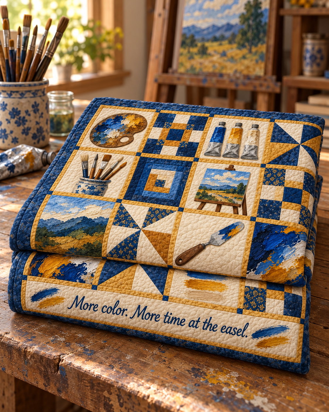At the Easel TD281026025 Quilt Blanket — folded