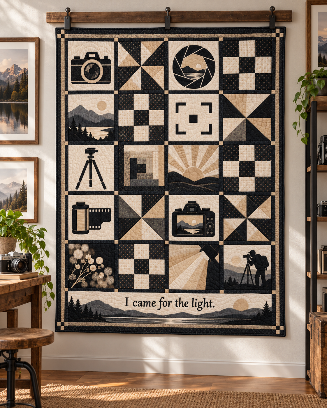 Chasing the Light TD281026027 Quilt Blanket — hanging