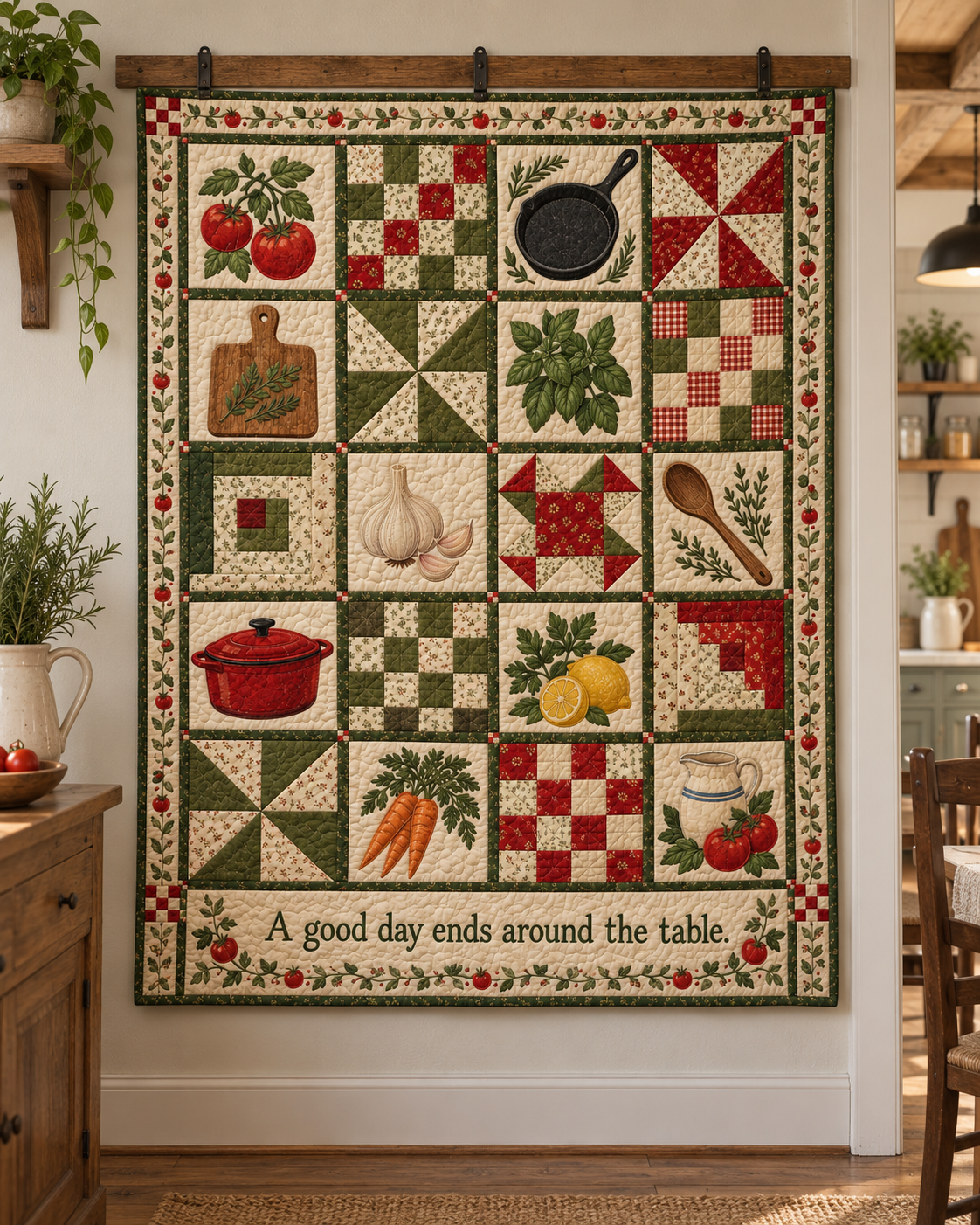Around Our Table TD281026029 Quilt Blanket — hanging