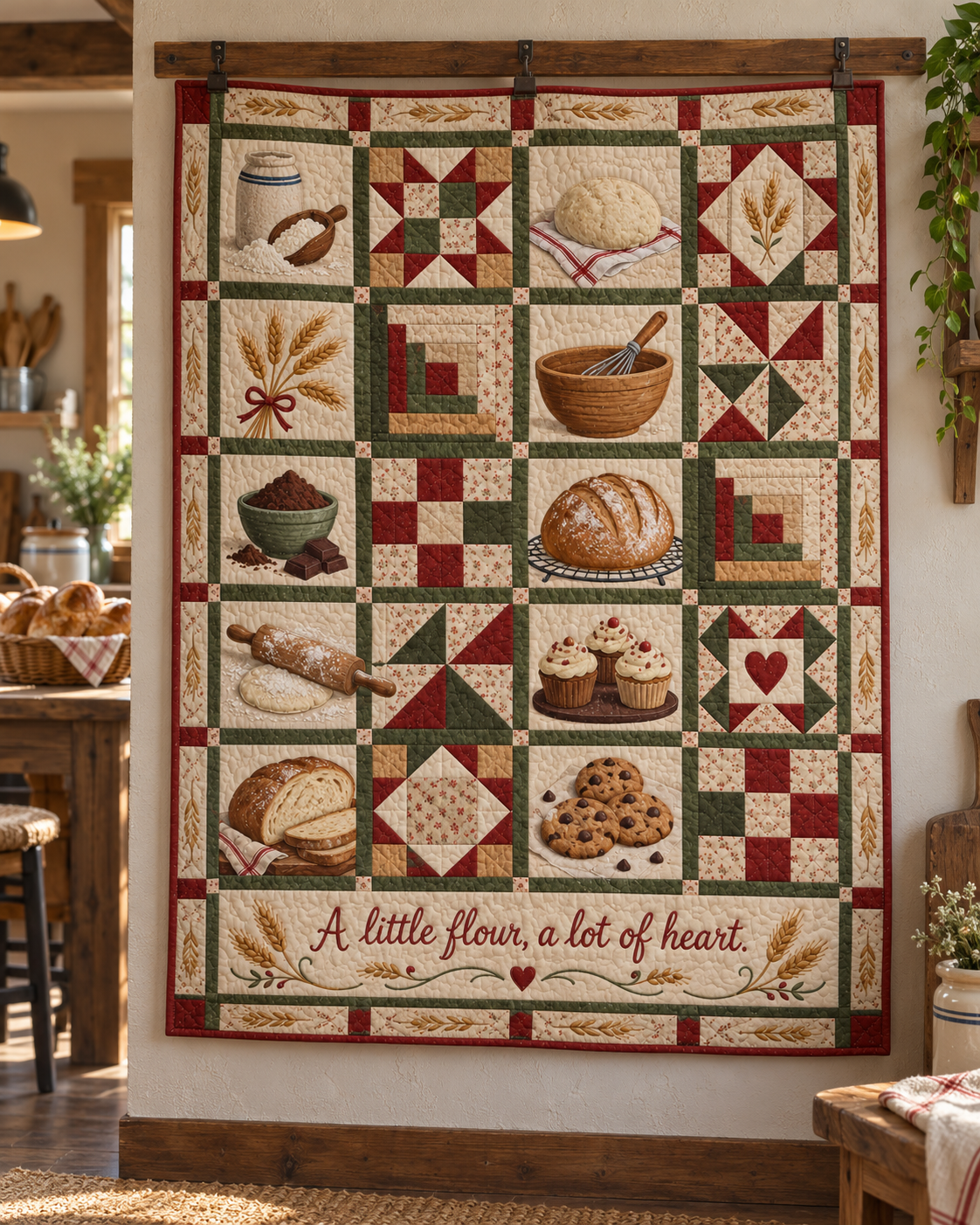 Flour & Heart TD281026030 Quilt Blanket — hanging