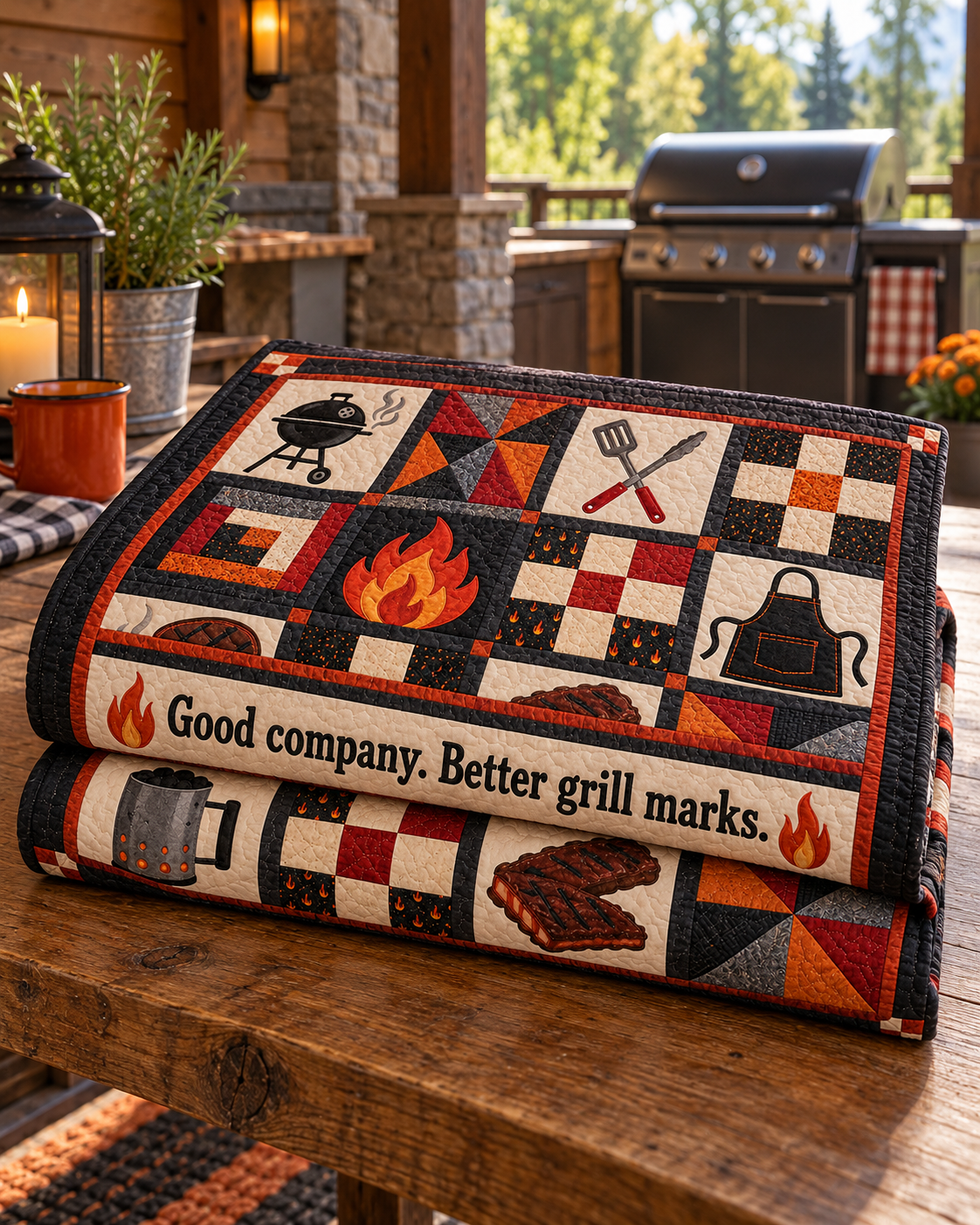 Fireside Feast TD281026031 Quilt Blanket — folded