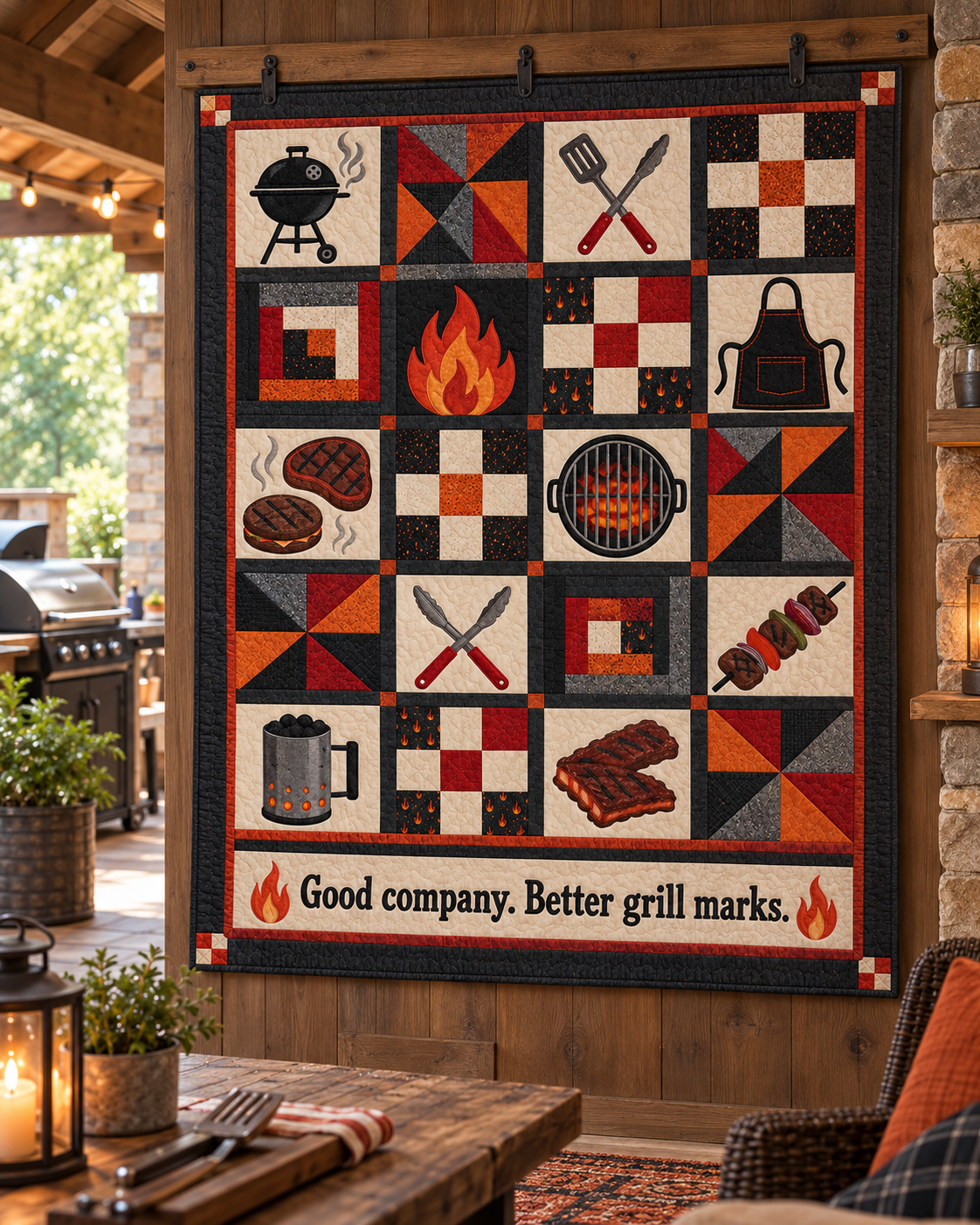 Fireside Feast TD281026031 Quilt Blanket — hanging
