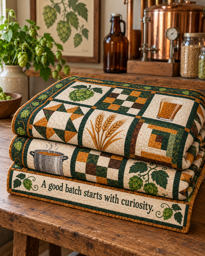Hops & Curiosity TD281026035 Quilt Blanket — folded