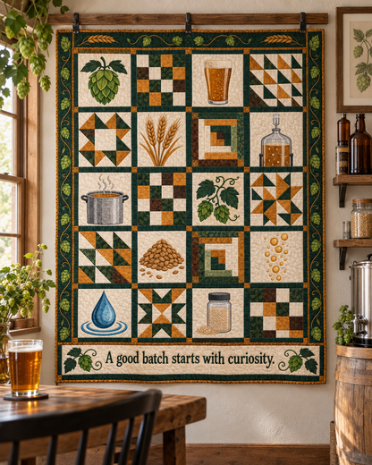 Hops & Curiosity TD281026035 Quilt Blanket — hanging