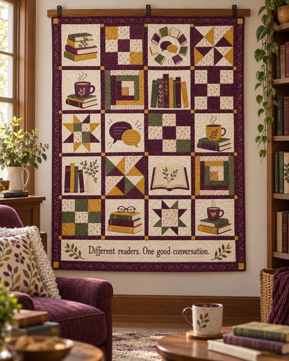 Pages & Conversation TD281026037 Quilt Blanket — hanging